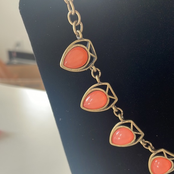 Boho Style Washed Gold Necklace with Pink Stones 15” + 4” Extender - Picture 5 of 8